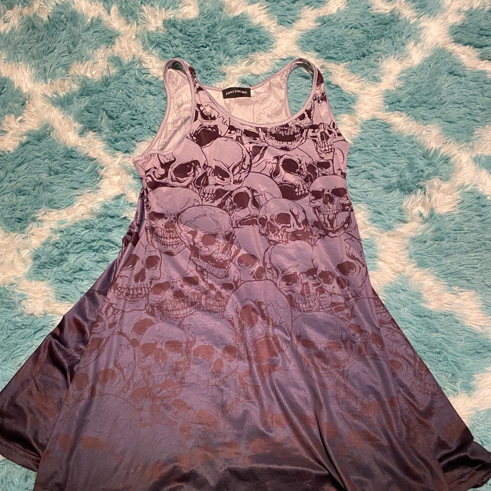 Sleeveless skull short dress